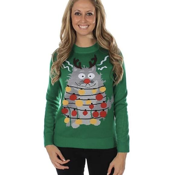 Tipsy Elves Cute Animal Santa Claus Ugly Christmas Sweater for Women Funny s3 - Picture 1 of 9